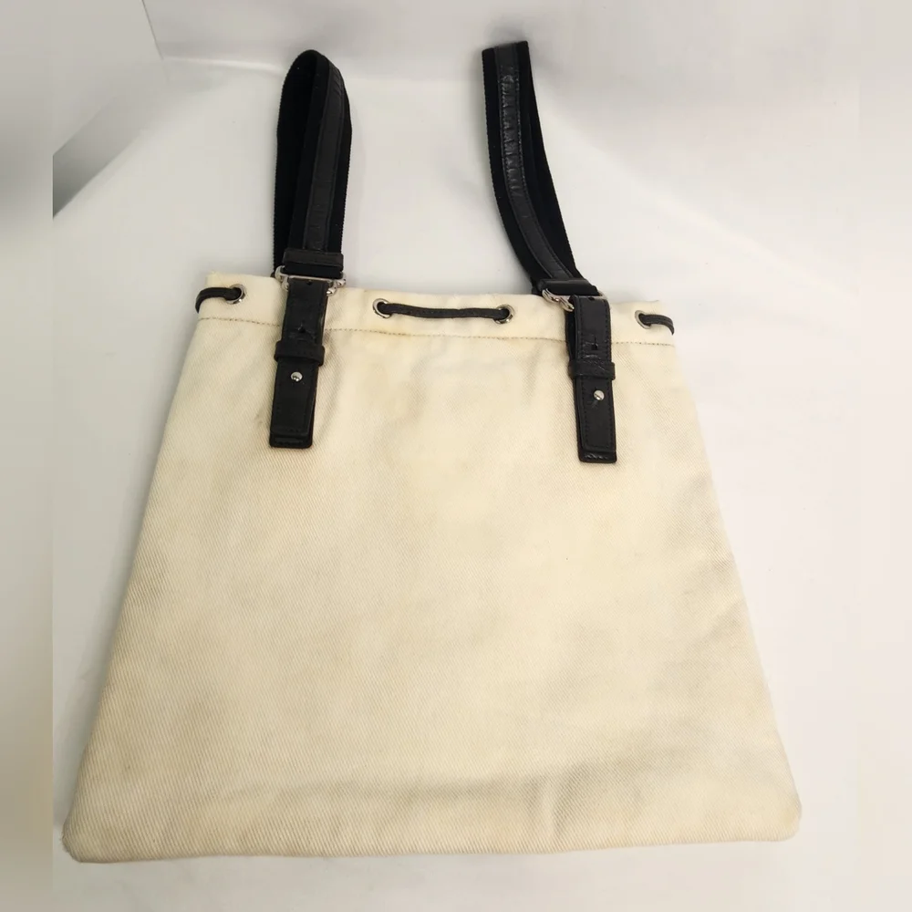Yves Saint Laurent YSL Brown Cream Kahala Tote Messenger Bag